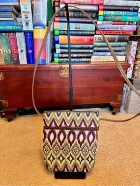 Beautiful USA Made Woven Geometric Shoulder Bag - Purple, Green & Cream